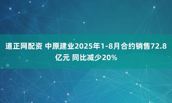 道正网配资 中原建业2025年1-8月合约销售72.8亿元 同比减少20%